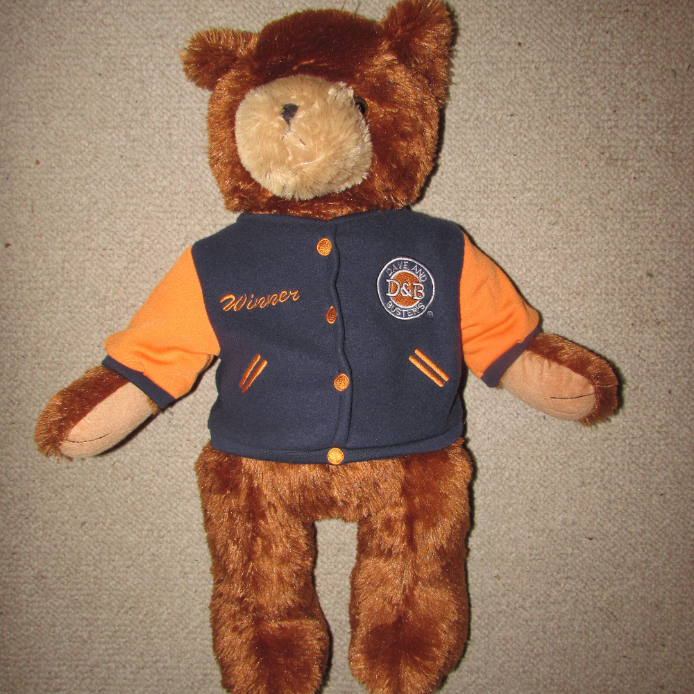 Dave Buster's Winner Plush Bear Varsity Jacket 24"